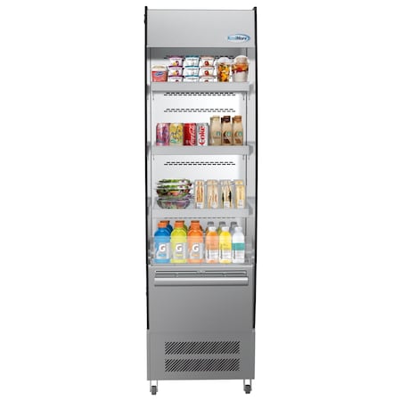 Koolmore Open Air Merchandiser Cooler Grab and Go Refrigerator with LED Lighting and Night Curtain CDAU-7C-SS